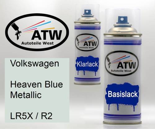 Volkswagen, Heaven Blue Metallic, LR5X / R2: 400ml Sprühdose + 400ml Klarlack - Set, von ATW Autoteile West.